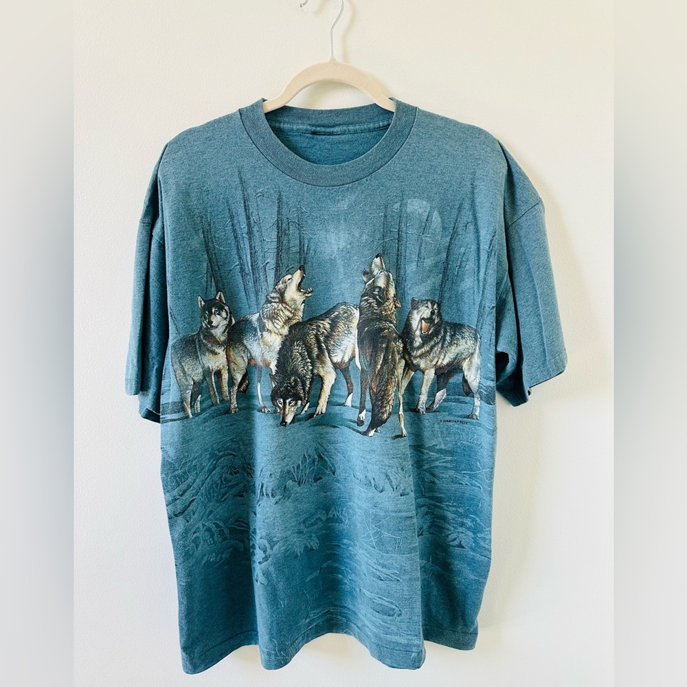 Wolf print T-shirt unbranded